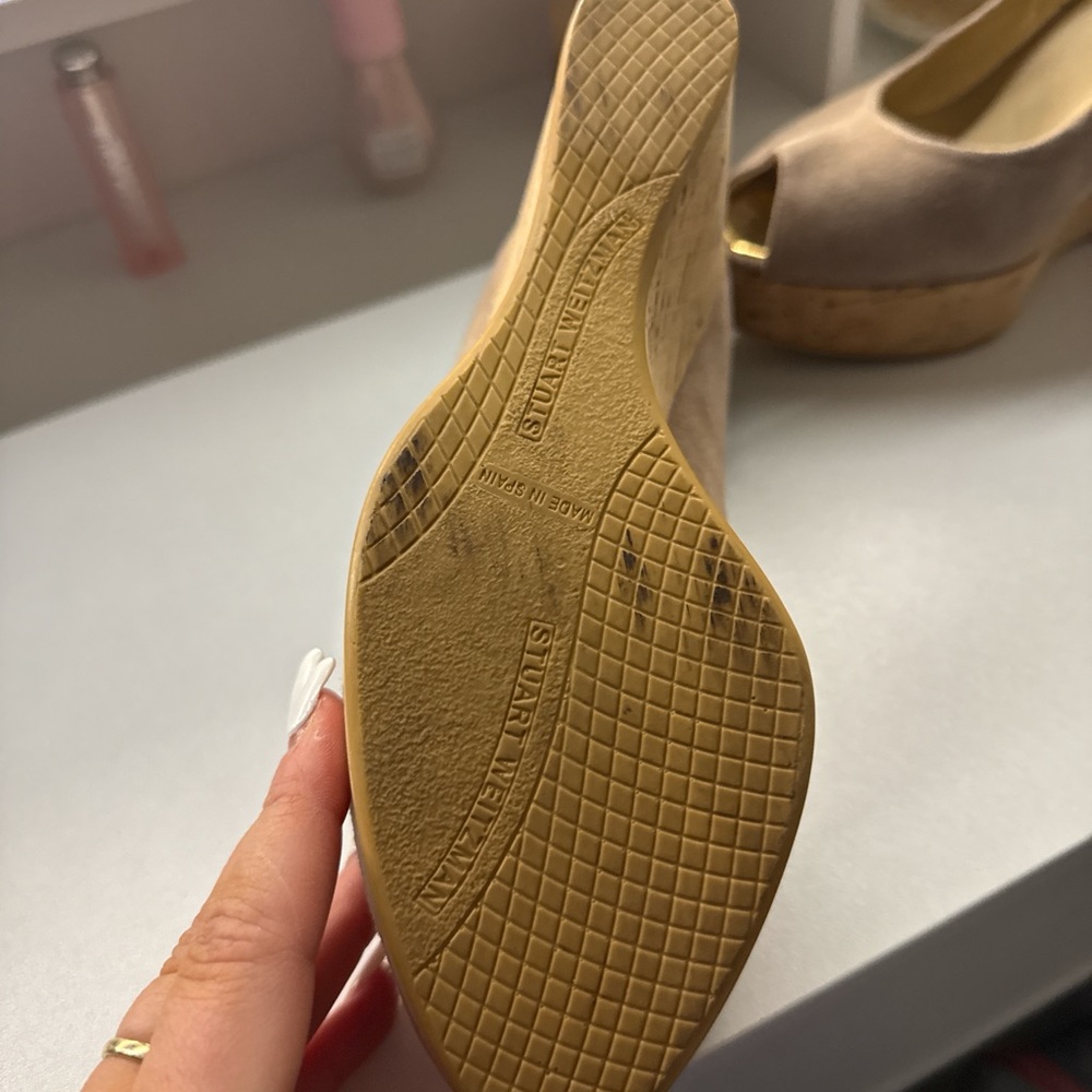 STUART WEITZMAN PEEP TOE WEDGES - Picture 3 of 5